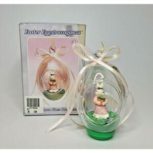 Vintage Hand Blown Glass Scene Inside Easter Bunnies New In Box U77/18